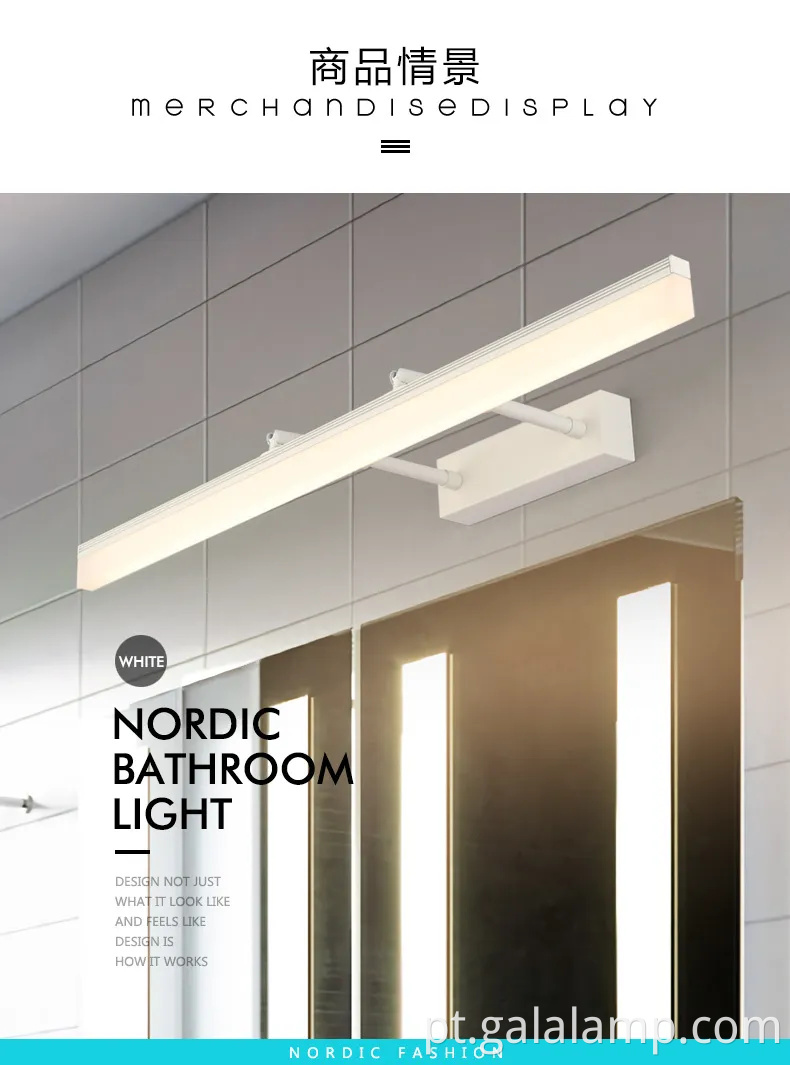 À prova d'água, luz de espelho LED extensível para facilitar a instalação